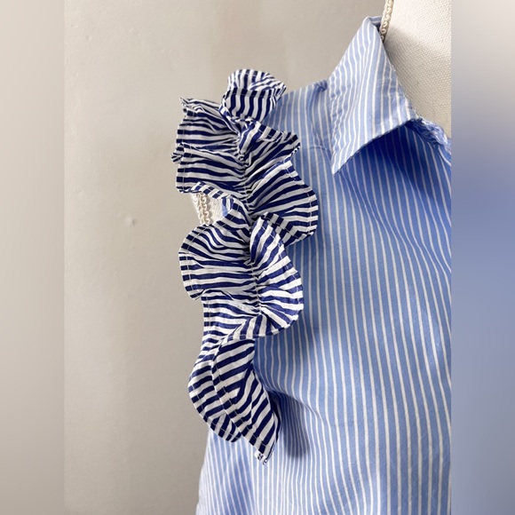 Philosophy blue White Stripe Dress with ruffles, size PXL - Picture 7 of 12